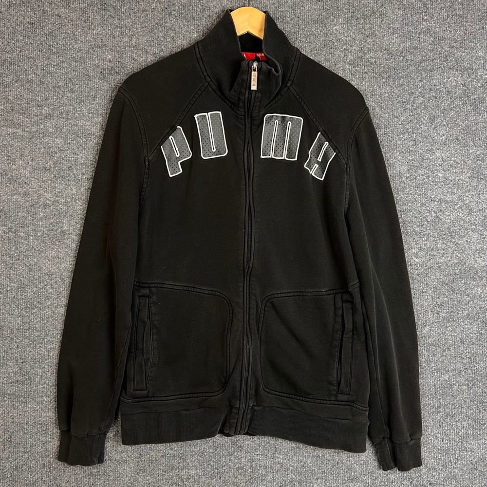 VINTAGE Y2K Puma Track Jacket Mens L Zip Up Spellout Logo Mock Neck